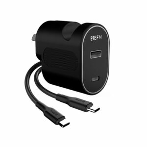 EFM 30W Dual Port Wall Charger With Type C to Type C Cable 1M - Black (EFPW30U932BLA)