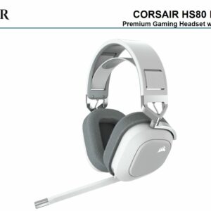 The CORSAIR HS80 RGB WIRELESS White Gaming Headset connects with hyper-fast SLIPSTREAM WIRELESS