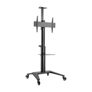 Brateck Ultra-Modern Aluminum TV Cart (Landscape/Portrait Orientation)  Fit 37'-70' Up to 70Kg - Matte Black 890x760x2157mm (LS) – Brateck MABT-TTV12-46TW-B TV Mount Product Image