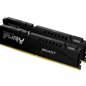 Kingston 32GB (2x16GB) DDR5 5200MHz CL40 UDIMM Fury Beast Black Heat Spreader Desktop PC Gaming Memory