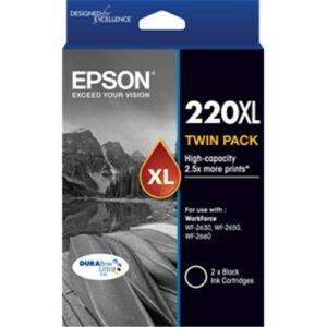 EPSON 220XL HIGH CAP BLK TWIN PACK FOR WF-2630 WF-2650 & WF-2660