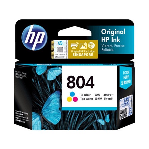 HP 804 Original Ink Cartridge for ENVY Photo 6200/7100/7800 Printer Series 165 Pages Yield Tri-color