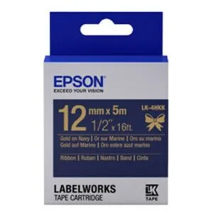 EpsonTAPE RIBBON 12MM GOLD ON NAVY 5 METRES FOR LW-300 LW-400 & LW-600PLabel Printer Consumables