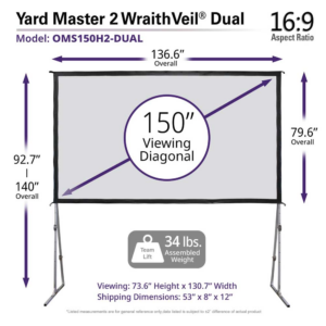 Elite Screens Yard Master 2 WraithVeil Dual 150 169 Projector Screen