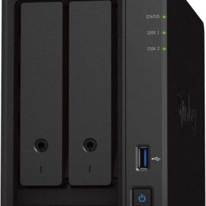 Synology DiskStation® DS723+  2-bay; 2GB DDR4  -Up to 471/225 MB/s read/write -Up to 10GbE networking -2 x M.2 NVMe cache  storage pool -3-year hardware warranty