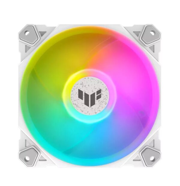 TUF Gaming TF120 ARGB chassis fan delivers high performance and durability in a rainbow of color.