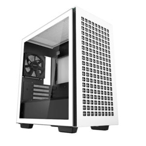 The DeepCool CH370 WH is a sleek and minimalistic Micro ATX case with extensive cooling capacity support for a 360mm radiator and up to 8x 120mm fans for a compact powerhouse.