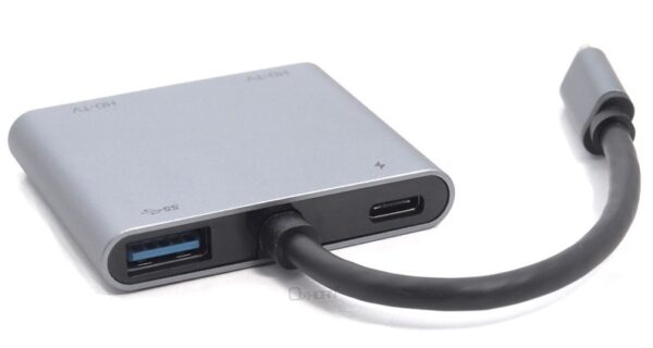 Oxhorn USB 3.0 Type C to 4k@30Hz 2xHDMI Display USB-C 3.0 port Multi Stream Transport Aluminum Thin Body 4 in 1 Adapter (Windows/Mac/Chromebooks)