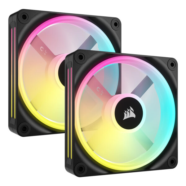 The Corsair iCUE QX140 RGB dual fan expansion kit features 2 x RGB fans with speeds of up to 2000 RPM