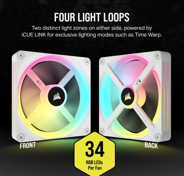 The Corsair iCUE QX140 RGB fan features 1 x QX140 RGB fan with speeds of up to 2000 RPM