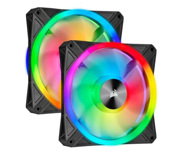 Give your PC spectacular lighting from any angle with the CORSAIR iCUE QL140 RGB PWM Dual Fan Kit