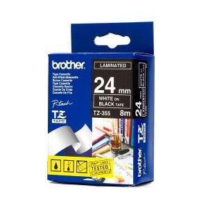Brother 24MM White On Black TZ 8m Laminated Tape
