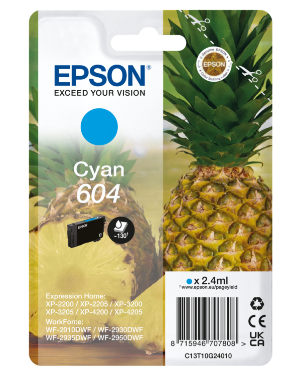 EPSON 604 STD CYAN INK XP-2200 XP-3200 XP-4200 WF-2910 WF-2930 WF-2950