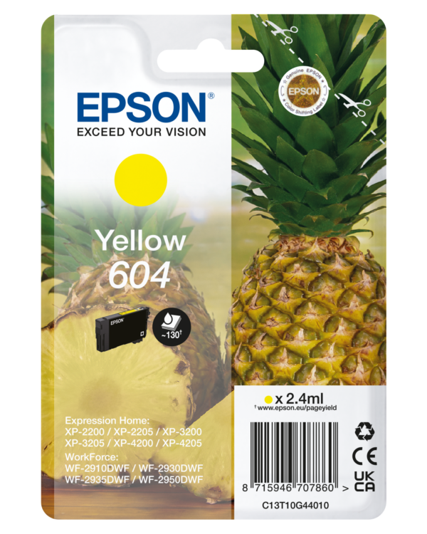 EPSON 604 STD YELLOW INK XP-2200 XP-3200 XP-4200 WF-2910 WF-2930 WF-2950