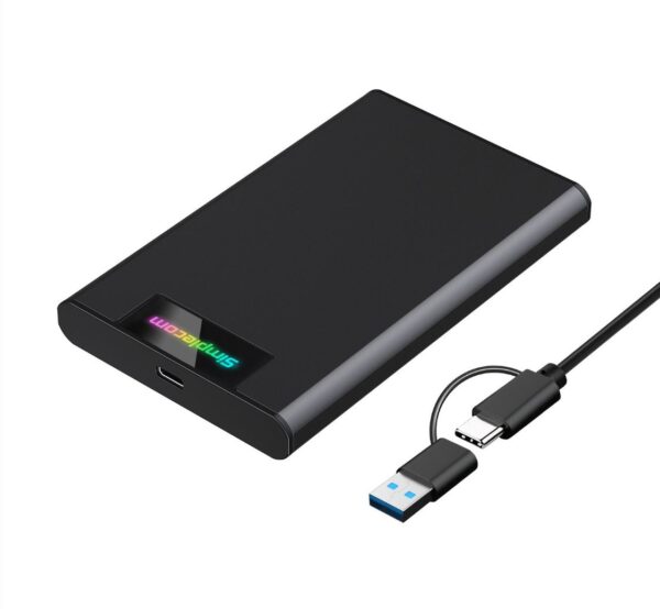 Simplecom SE239 Tool-free 2.5" SATA HDD SSD to USB-C Enclosure with RGB Lights USB 3.2 Gen 2