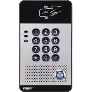 The Fanvil i20s is a network-enabled SIP door phone or intercom that is designed to use for a range of different applications. It combines IP technology with an industrial intercom and can be easily configured and managed. It is equipped with built-in 125 kHz RFID card reader for simple
