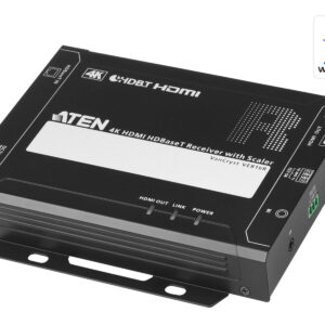 ATEN VE816R 4K HDMI HDBaseT Receiver with Scaler is designed to work with several ATEN HDBaseT Matrix Switches to extend 4K HDMI signals up to 100 m over a single Cat 5e/6/6a or an ATEN 2L-2910 Cat 6 cable