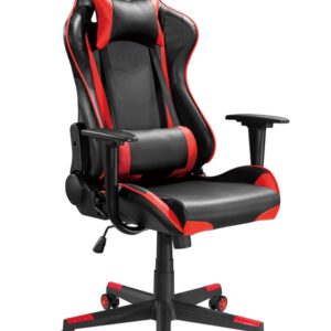 Brateck PU Leather Gaming Chairs with Headrest and Lumbar Support (70x70x127~137cm) Up to 150kg - PU Leather