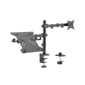 Brateck Steel Monitor Arm With Laptop Tray Fit Most 17"-32" Monitor Up to 9KG Laptops up to 4kg 10”-15.6” VESA 75x75