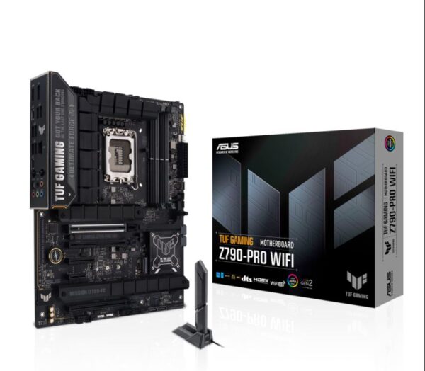 TUF GAMING Z790-PRO WIFI combines the latest Intel® processors with game-ready features and military-grade durability. With its premium power solution and comprehensive cooling system