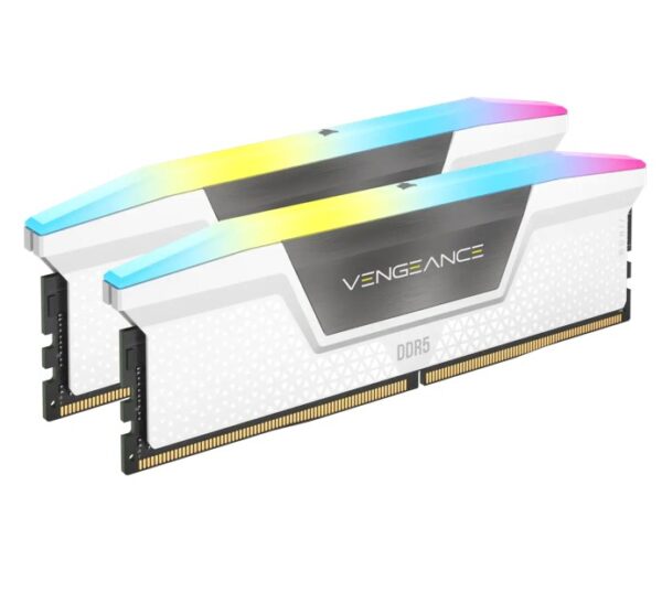 Corsair Vengeance RGB 64GB (2x32GB) DDR5 UDIMM 5200MHz C40 1.25V Desktop Gaming Memory White