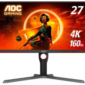 AOC U27G3X gaming monitor featured in 4K Ultra High-Definition (3840 x 2160) resolution delivers ultra-crisp picture quality and allows users to see more on the screen at one time. With a 160Hz refresh rate and 1ms response time