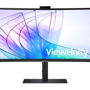 Samsung ViewFinity S65VC Business Monitor - Panel Size: 34-inch - Panel Type: VA - Resolution: Ultra-Wide 3440x1440 - Aspect Ratio: 21:9 - Refresh Rate: 100Hz - Response Time: 5ms - Brightness: 350 cd/m2 - Contrast Ratio: 3000:1 - Displayable Colours: 1.07B - Speakers: 5W - I/O: DisplayPort 1.2