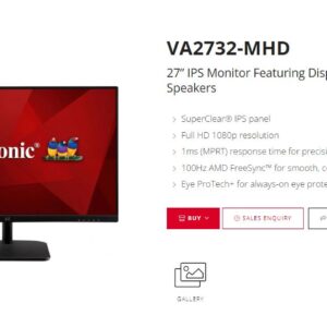 The ViewSonic VA2732-MHD is a 27” (27” viewable) Full HD Monitor with IPS technology and flexible connectivity for use in the office or at home. With SuperClear® IPS technology and Full HD resolution