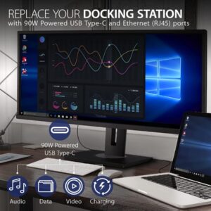 The ViewSonic VG56 docking monitor series will keep the workstation tidy and productive with USB Type-C and Ethernet connectivity that turn your monitor into a hub for charging