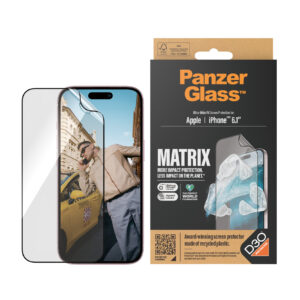 PanzerGlass Apple iPhone 15 (6.1') Matrix Screen Protector With D30 Ultra-Wide Fit - Clear (2817)