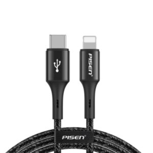 Pisen Braided Lightning to USB-C PD Fast Charge Cable (1.2M) Black