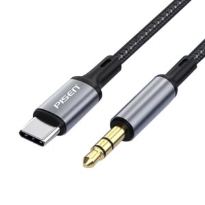 Pisen Braided USB-C to 3.5mm AUX Audio Cable(1M) Titanium Grey