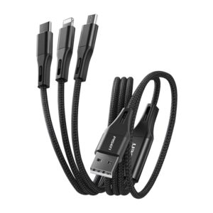 Pisen Braided 3-in-1 USB-A to Lightning + USB-C + Micro-USB Cable (1.5M)