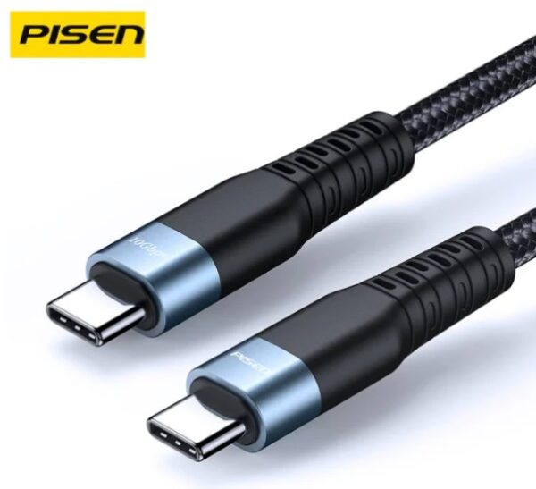 Pisen Braided USB-C to USB-C (3.1 Gen2) 100W PD Pro Fast Charge Cable (1M) Black
