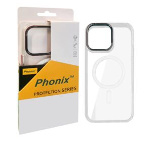 Phonix Apple iPhone 15 (6.1") Clear Armor Hard MagSafe Case With Metal Mens Protection White