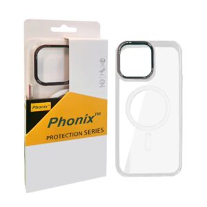 Phonix Apple iPhone 15 Plus (6.7") Clear Armor Hard MagSafe Case With Metal Mens Protection White