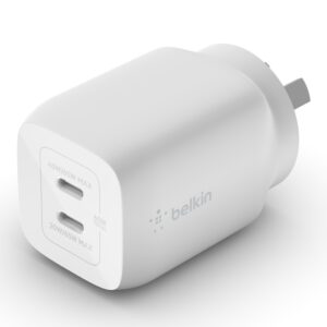 Belkin BoostCharge Pro Dual USB-C GaN Wall/Laptop Charger with PPS 65W - White(WCH013auWH)