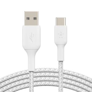 Belkin BoostCharge Braided USB-C to USB-A Cable (1m/3.3ft) - White (CAB002bt1MWH)