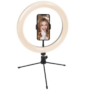 Cygnett V-Glamour 10" LED Ring Light with Tripod and Bluetooth Remote - Black (CY3441VCSLR)