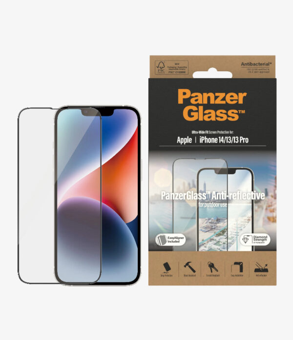 PanzerGlass Apple iPhone 14 / iPhone 13/ iPhone 13 Pro Anti-Reflective Screen Protector Ultra-Wide Fit - Black(2787)