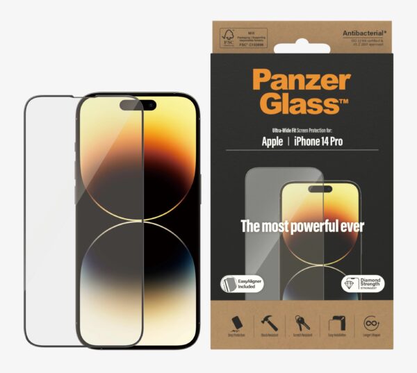 PanzerGlass Apple iPhone 14 Pro Screen Protector Ultra-Wide Fit - Black (2784)