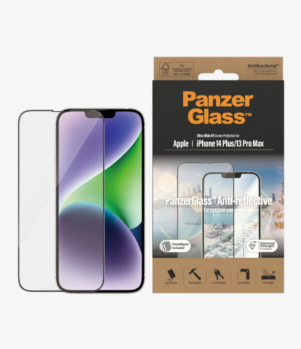 PanzerGlass Apple iPhone 14 Plus / iPhone 13 Pro Max Anti-Reflective Screen Protector Ultra-Wide Fit - Black(2789)
