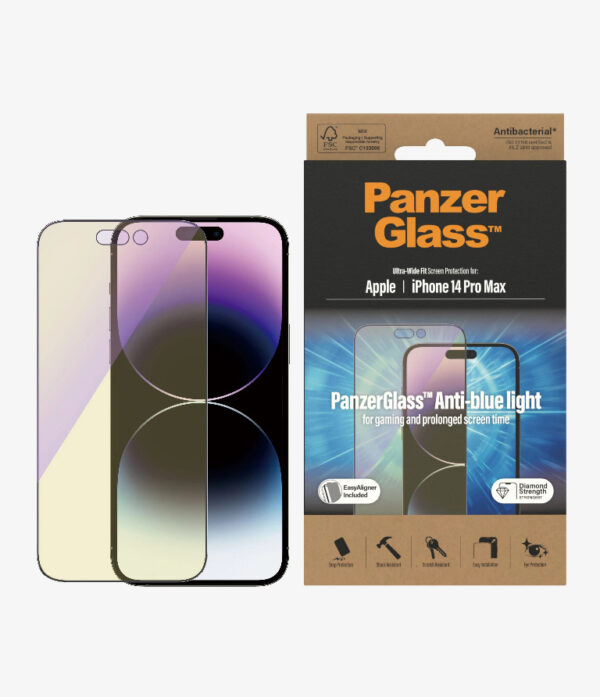PanzerGlass Apple iPhone 14 Pro Max Anti-Blue Light Screen Protector Ultra-Wide Fit - Black (2794)