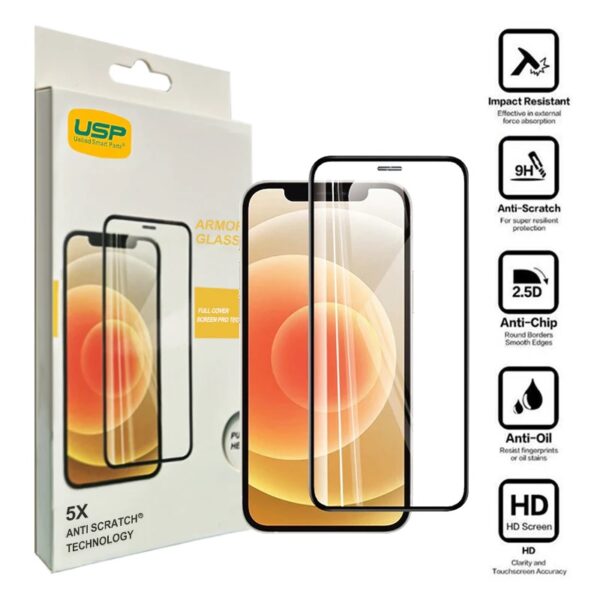 USP Apple iPhone 14 / iPhone 13 / iPhone 13 Pro Armor Glass Full Cover Screen Protector