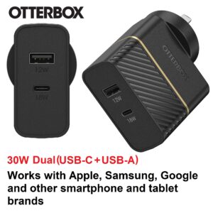 OtterBox 30W Dual Port Premium Fast PD Wall Charger - Black (78-80029)