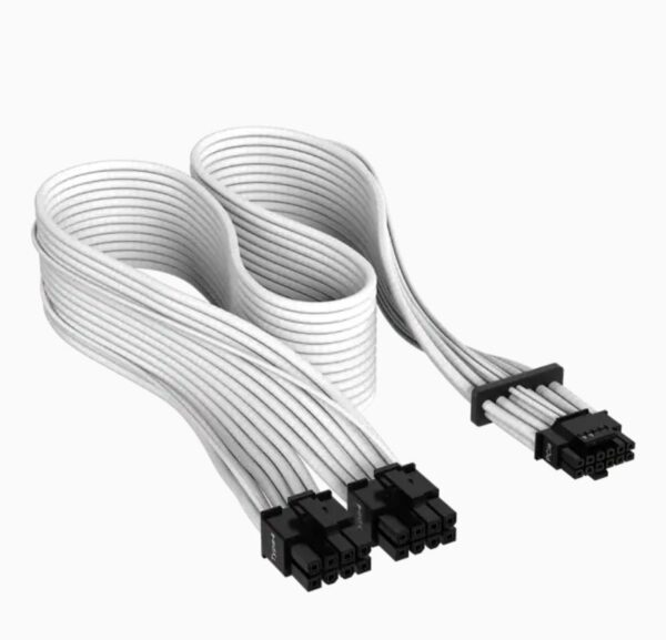 The official CORSAIR Premium Individually Sleeved 600W PCIe 5.0 / Gen 5 12VHPWR PSU Cable delivers power from your CORSAIR Type-4 PSU to the most advanced PCIe 5.0 graphics cards.