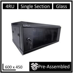 The LDR single section hanging cabinets of the mounting height 4U are most often used in close circuit television