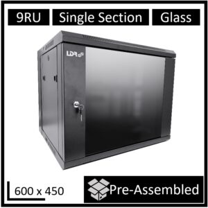 The LDR single section hanging cabinets of the mounting height 9U are most often used in close circuit television