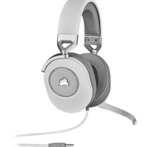 The CORSAIR HS65 White SURROUND Gaming Headset delivers all-day comfort and sound with memory foam leatherette ear pads and Dolby® Audio 7.1 surround sound on PC and Mac
