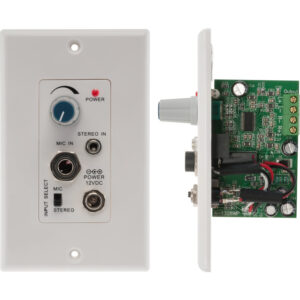 STEREO AUDIO AMP - WALL PLATE FOR IN CEILING PASSIVE SPEAKER D-CLASS AMP 15W RMS  0.06 THD